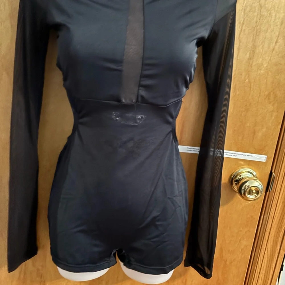Balera Black Long Sleeve Dance Unitard - Picture 2 of 4